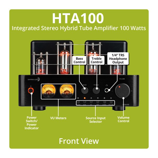 Main product image for Dayton Audio HTA100 Integrated Stereo Hybrid Tube Amplifier 100 Watts300-3848